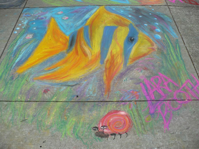 Chalk Art Honorable Mention: Fish and Ladybug by Lara Booth of San Francisco