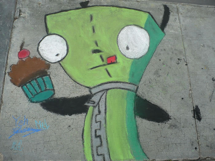 Chalk Art Honorable Mention: Gir with Cupcake by Yeh Fang of San Francisco