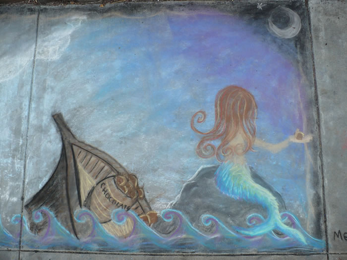 Chalk Art Runner Up: Mermaid and Chocolate by Anna Tavistock of Oakland