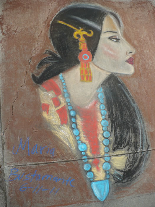 Chalk Art Runner Up: Native American Woman by Maria Bustamante of Fremont